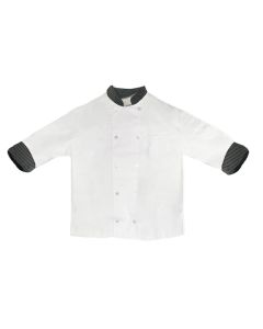 321WH-ColBLKXL Veste de Chef Blanc Col Noir Rayé XLarge