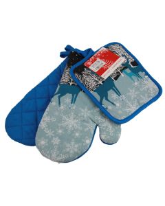 Domay 5891872410 Christmas 3pcs Set Oven Mitts & Pot Holder